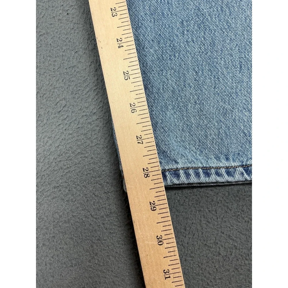 Levis 501 Jeans‎ Mens 31x30 Light Wash Blue Straight Button Fly Distressed Denim